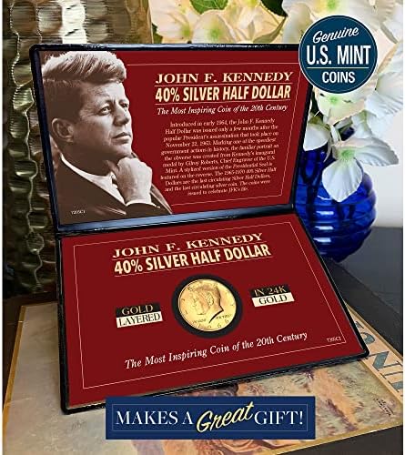 American Coin Treasures Silver JFK Half Dollar Coin Layered in Pure Gold
