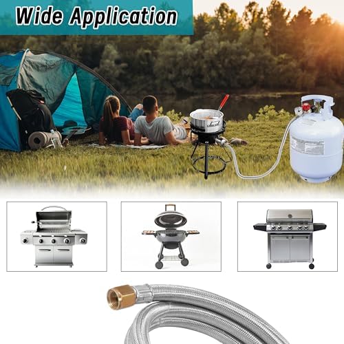 High Pressure Cast-Iron Round Burner Head, 30PSI Adjustable High Pressure Propane Regulator with 5FT Stainless Braided Hose and Brass Fitting for Propane Burner Head fit for Cooking Outdoor