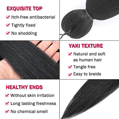 Alrence Pre Stretched Braiding Hair Long Braid 30 Inch 8 Packs Professional Braiding Hair Extensions Synthetic Crochet Twist Braids (30 Inch, 1B#)