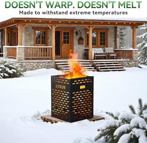 Aoxun 63 Gallon Ultra Thick Burn Barrel for Yard Waste - Heavy Duty Outdoor Incinerator Drum with Burn Cage for Paper, Leaves, Trash & Wood (30 Inch)