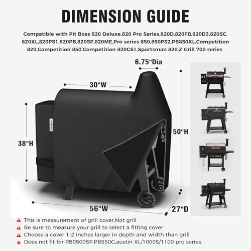 Grill Cover for Pit Boss 820 Deluxe/Pro 850,[900D Strong Tear-Resistant] Rip-Proof Pellet Smoker Cover for Pitboss,Waterproof Grill Cover for Pit Boss Pro Series 820/850,Competition 820/850