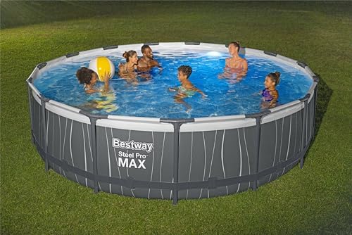 Bestway Steel Pro MAX Above Ground Swimming Pool (15' x 42") | Round Outdoor Backyard Family Pool with Color-Changing Pool Liner | Features 7-Color LED Lights