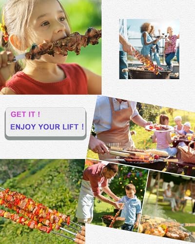 21.5 inch Long Flat Skewers for Kabobs (12 PCS),0.4" Wide 304 Stainless Steel Barbecue Kebab Skewers for Grilling with Wood Handle,Durable for BBQ Metal Kabob Skewer Sticks for Outdoor