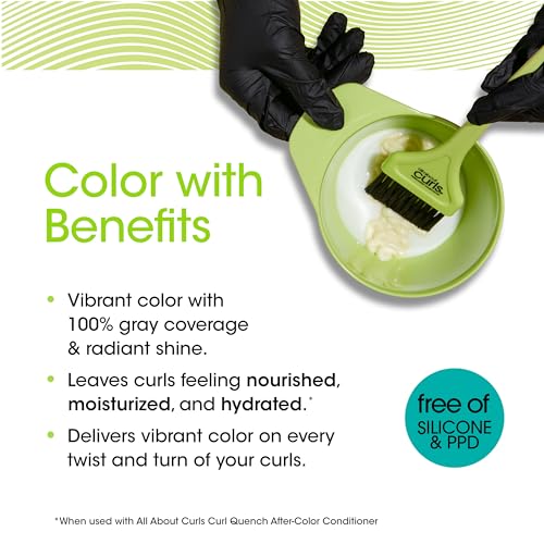 All About Curls 5R Red-y to Roll Permanent Hair Color (Prep + Protect Serum & Hair Dye for Curly Hair) - 100% Grey Coverage, Nourished & Radiant Curls