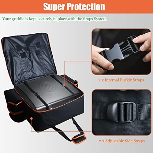 WOMACO 22 inch Griddle Carry Bag for Blackstone 22 Griddle with Hood Lid, Heavy Duty Portable Tabletop Griddle Carrying Bag for Travel, Weather Resistant BBQ Grill Carry Case with Shoulder Strap