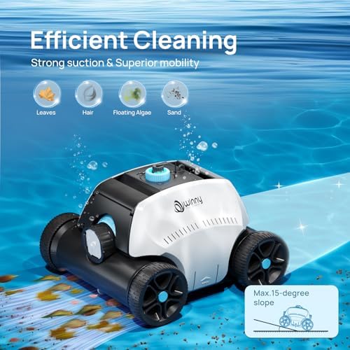 Cordless Robotic Pool Cleaner for Above Ground Pools, 130-Mins Runtime Pool Vacuum with Self-Parking & 1300 Sq. Ft Coverage, Powerful Suction & 6600mAh Battery for Longer Lifespan (White&Blue)