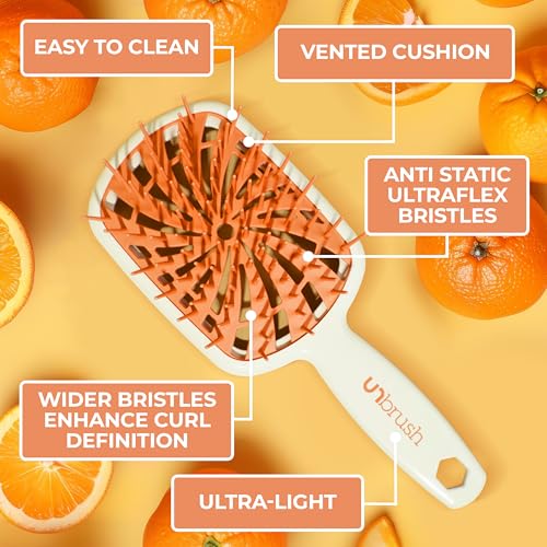 FHI Heat UNbrush Plus — Curly Hair Brush for Gentle & Effective Detangling on Wet or Dry Fragile Hair Types — Detangler Brush w/ 84 UltraFlex Bristles, Ultra-light, Vented, Anti Static Hairbrush