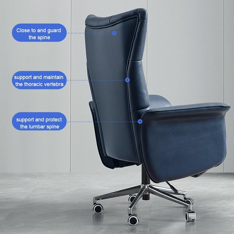 HIONJIN Office Chair Leather Home Desk 360° Rotating Office Chair