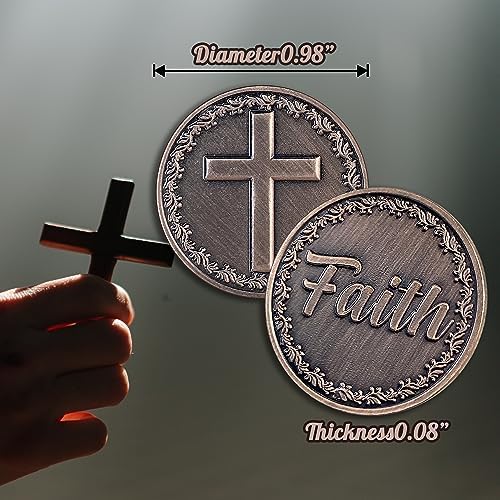 10 Pcs Faith Pocket Token Coins Christian Cross Coins Gift