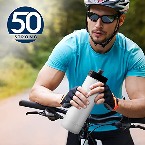 50 Strong Bulk Water Bottles for Adults & Kids | 24 Pack Reusable Plastic Sports Bottle | 22 oz. BPA-Free Easy Open with Pull Top Cap | Made in USA| Top Rack Dishwasher Safe