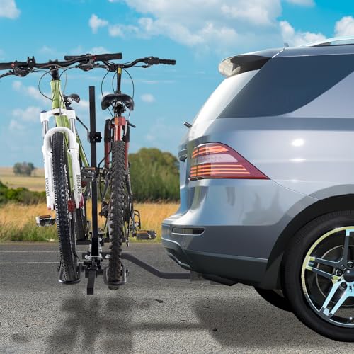 VEVOR Hitch Mount Bike Rack, 80 LBS Capacity Ebike Rack, 2-Bike Platform Style for 1.25-/2-inch Hitch Receiver, Titling and Folding Bike Carrier with Tires up to 2.4" Wide, for Car, SUV, Truck, RV