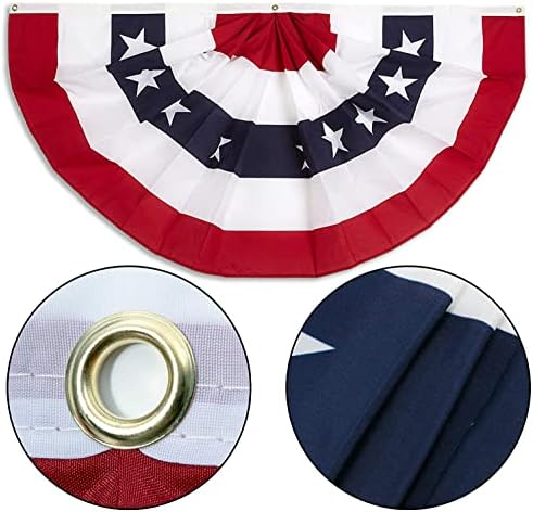 1.5x3 Ft American Bunting Flag outdoor - Half Fan Banner Pleated Patriotic Polyester USA Flag for 4th of July Decorations 10pack
