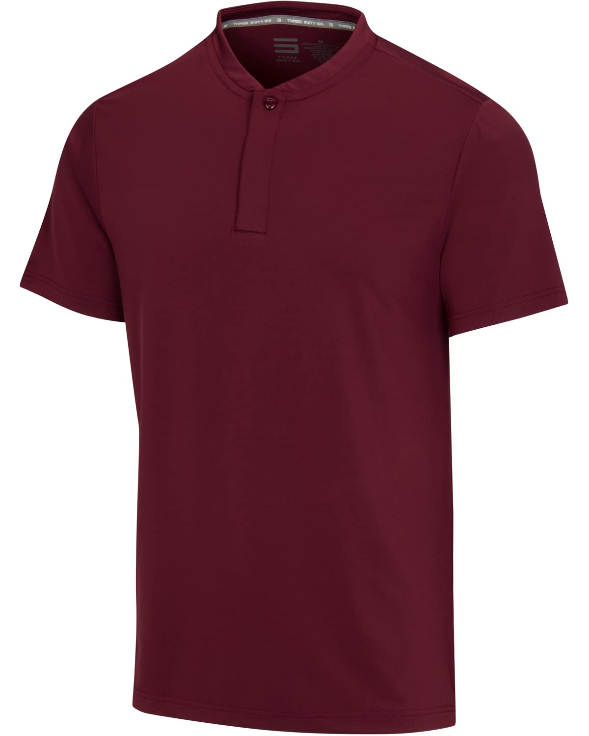 Three Sixty Six Collarless Golf Shirts for Men - Quick Dry Short Sleeve T-Shirt with 4-Way Stretch Fabric & UPF 30