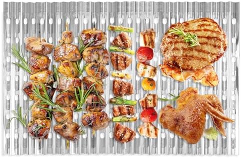 20 Pack Disposable Aluminum Grill Liners, 12" x 20" Rollable Grill Sheets for Grill Grates of Outdoor Charcoal BBQ