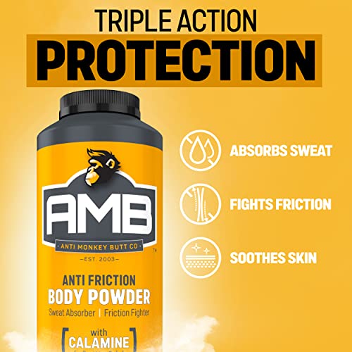 Anti Monkey Butt Body Powder for Women and Men Anti Chafing and Anti Itch Foot Powder with Calamine, Absorbs Sweat and Fights Friction, Talc Free Hypoallergenic Formula, 8 oz
