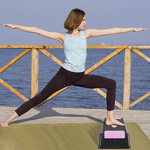 ANT MARCH 30" Aerobic Stepper for Exercise Step Up Exercise Platform with Removable Raisers Adjust 5"-7"-9"，Workout Stepper (PINK)