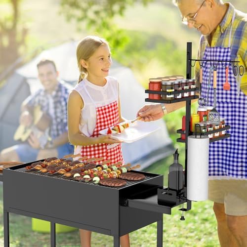 BORISI Griddle Caddy for Blackstone Griddle Accessories, BBQ Grill Caddy with Paper Towel Holder, Outdoor Kitchen Accessories for Camper, Grill Accessories Organizer, Grilling Gifts for Men