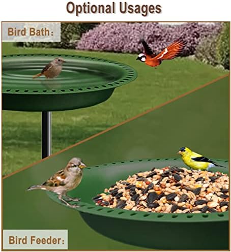 Garbuildman Upgraded 5-Prong Base Bird Bath with Metal Stake, Detachable Decoration Bowl Spa & Freestanding Birdfeeder for Outdoor Garden, Oval Style, Green