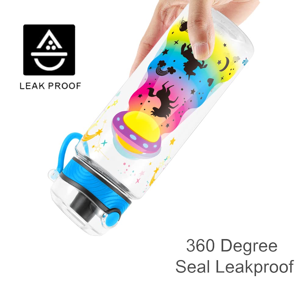 Cute Water Bottle for School Kids Girls, BPA FREE Tritan & Leak Proof & Easy Clean & Carry Handle, 23oz/ 680ml (UFO)
