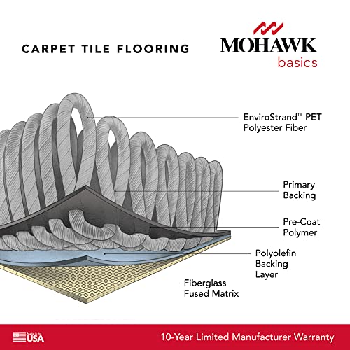 Mohawk Basics 24" x 24" Berber (Loop pile), 0.09" Pile Height, Carpet Tile, PET Fiber, Smoke Color, (24 Tiles), (96 sqft/carton)