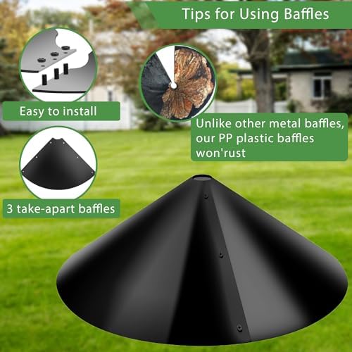 Squirrel Baffle for Bird Feeder Pole,16 inch Squirrel Guard Stopper for Outside Shepherd Hook,Black(2 Pack)