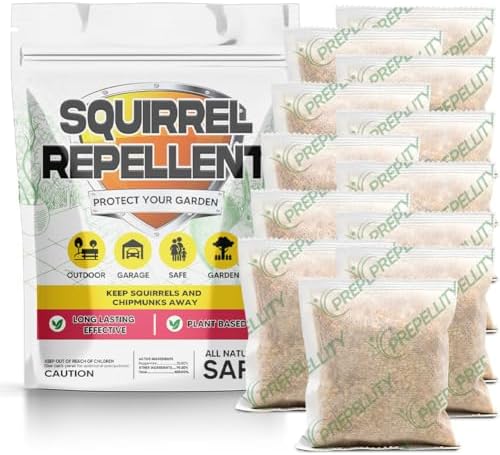 Squirrel Repellent Outdoor, Chipmunk Repellant, Squirrel Repellant for Garden, Chipmunk Deterrent for Attic, Keep Squirrels Out of Cars for, Repellent Squirrels for Plant & Bird Feeder-12P