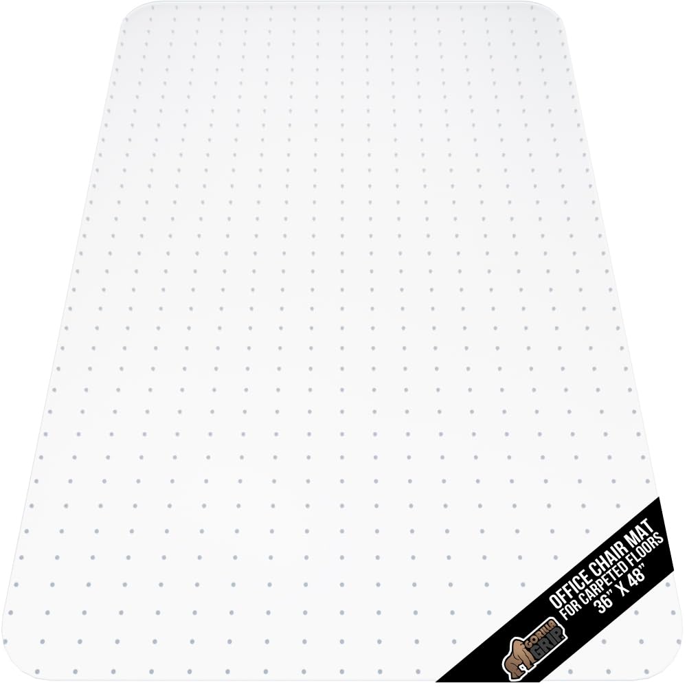 GORILLA GRIP Slip Resistant Office Chair Mat for Carpet Floors, 36x48 Smooth Glide Under Desk Carpeted Floor Protector, Heavy Duty Plastic Computer Mats for Rolling Work and Gaming Chairs, Clear