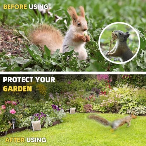 Squirrel Repellent Outdoor, Chipmunk Repellant, Squirrel Repellant for Garden, Chipmunk Deterrent for Attic, Keep Squirrels Out of Cars for, Repellent Squirrels for Plant & Bird Feeder-12P