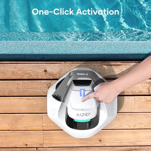 AIPER Cordless Robotic Pool Cleaner, Pool Vacuum Lasts 90 Mins, LED Indicator, Self-Parking, Ideal for Above-Ground Flat Pool up to 860 sq.ft.