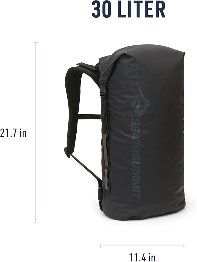 Sea to Summit Big River Dry Backpack with Adjustable Harness, 30 Liter, Jet Black