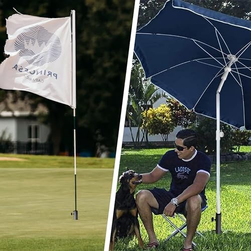 AMMSUN Patio Umbrella Steel Anchor Beach Umbrella Heavy Duty Metal Ground Grass Auger Holder Stands Base with Two Forks Ideal for Use in Soil For Flag, Fishing Rod, Outdoor, Park, Lawn