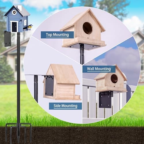 Ottsuls Bird Feeder Pole, 109 Inch Heavy Duty Bird House Pole Kit for Outdoors, with 5-Prong Base Feeding Station for Wild Birds Watching, Adjustable Feeder Stand (House Not Included)