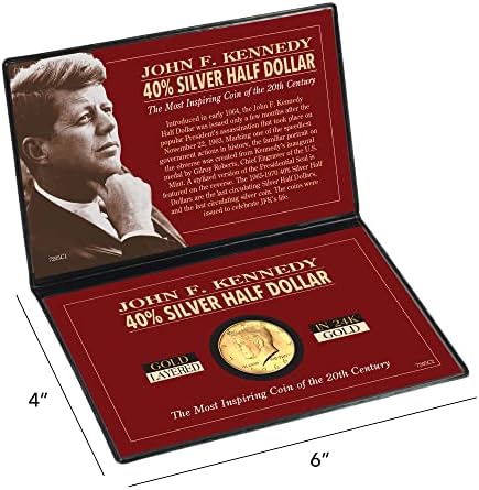 American Coin Treasures Silver JFK Half Dollar Coin Layered in Pure Gold