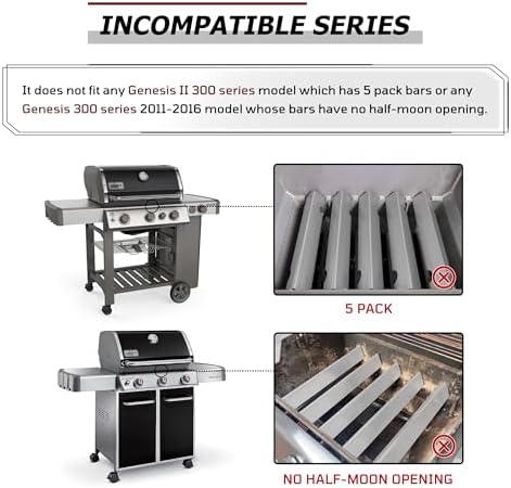 66797 & 66033 Flavorizer Bars 17-Inch Replacement for Weber Genesis II E-410 E-415 S-435, Genesis II/LX 400 Series (2017 and Newer) Grill Parts, Stainless Steel Flavor Bars, Pack of 7