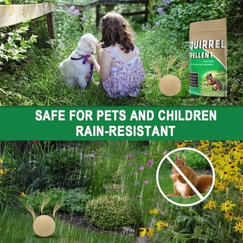 Squirrel Repellent Outdoor, Chipmunk Repellent, Squirrel Repallent for Garden & Yard, Attic Squirrels Deterrent, Keep Chipmunk Away, Get Rid of Squirrels for Tree, Bird Feeders, Plant-12P