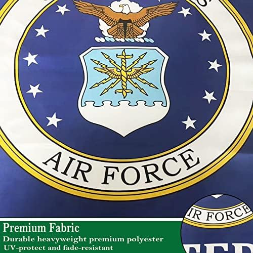 Air Force Emblem Veteran Flags 3x5 Outdoor Double Sided- Military Flag 3 Ply Heavy Duty with 2 Brass Grommets for Outside Oudoor