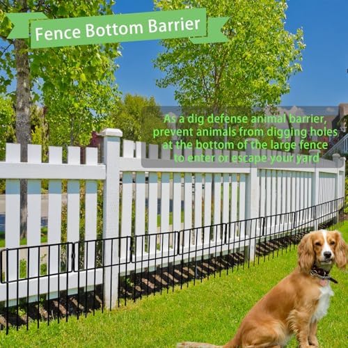 Animal Barrier Fence, 26 Pack No Dig Fence Decorative Fences, 17in(H) x10ft(L) Rustproof Metal Wire Small Garden Fence Border for Dogs Rabbits (26 Pack,28Ft)