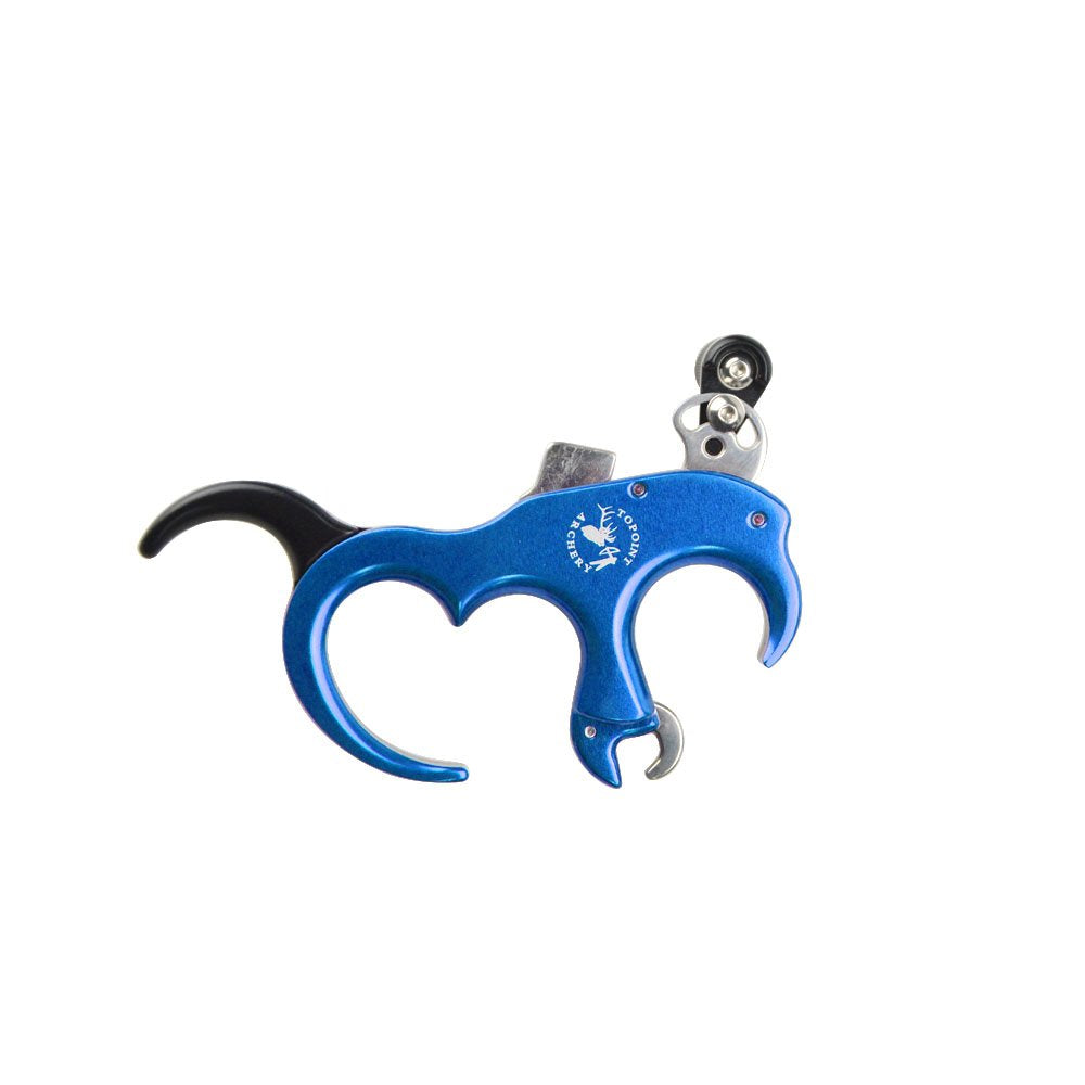 SHARROW Bow Release Aid 3/4 Fingers Automatic Archery Release Aluminium Alloy Thumb Trigger for Compound Bow Accessory (Blue)