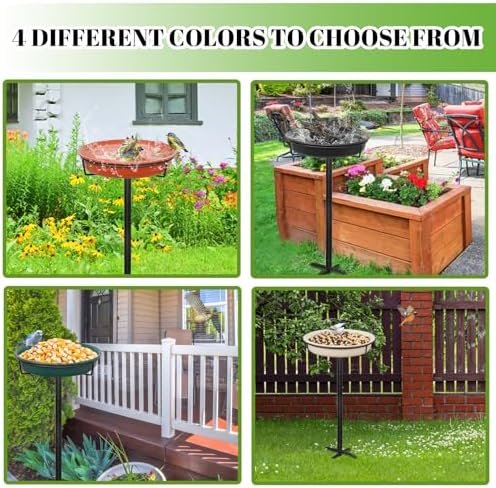 35.5In Freestanding Birdbaths Bowl Outdoor, Standing Garden Bird Bath Bird Feeder Bowl with Metal Stake, Detachable Decoration Spa Birdfeeder for Garden Patio Yard Lawn, 4 Spiky Feet (B)