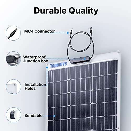 100W 12V Flexible Solar Panel 9BB Monocrystalline Cell 12 Volt Semi-Flexible for Marine RV Trailer Boat Cabin Van Car Uneven Surfaces 12V Battery Charge