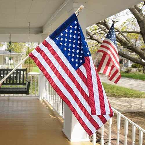 American Flag For Outside 3x5 Ft Pole Sleeve Banner Style-TearProof Series USA Outdoor Flags,Heavy Duty Durable Longest Lasting Spun Polyester,Embroidered Stars,Sewn Stripes,Water Resistant,High Wind US Outdoor Indoor Flags