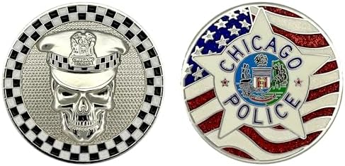 Chicago Police Challenge Coin: Biker Skull, Size: 2"
