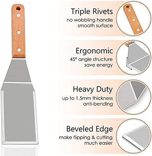 HaSteeL Griddle Accessories Set of 20, Complete Stainless Steel Griddle Spatula Tools with 9” Melting Dome, Heavy Duty Metal Spatulas Choppers Cast Iron Grill Press for Flat Top Teppanyaki BBQ Outdoor