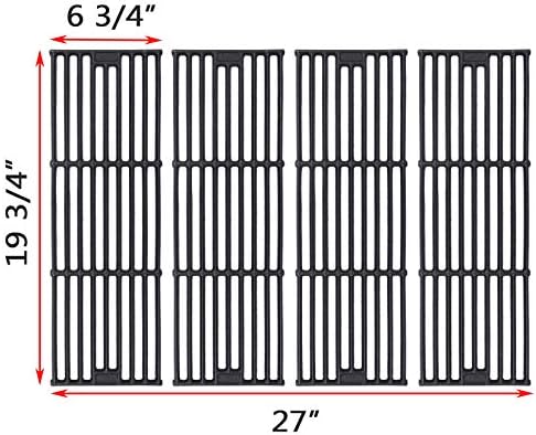 GGC Grill Grates Replacement for Chargriller 3001, 5050, 3008, 3030, 3725, 4000, 5252, King Griller 3008, 5252 and Others, 4 PCS Dumb Light Cast Iron Cooking Grid Grate(19 3/4" x 6 3/4" Each)