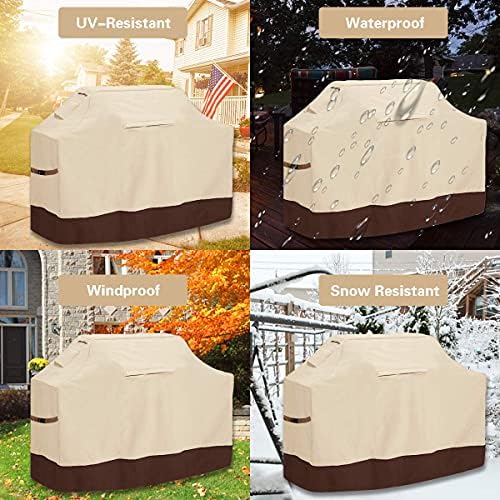 Vailge Grill Cover,52-inch Waterproof BBQ Cover,600D Heavy Duty Gas Grill Cover, UV & Dust & Rip & Fading Resistant,Suitable for Weber, Brinkmann, Char Broil Grills and More,Beige