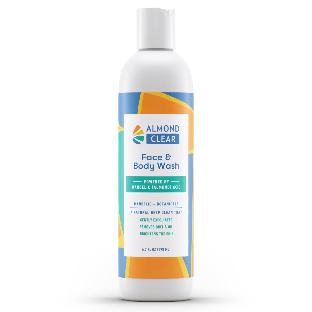 Almond Clear Face & Body Start Kit | Skin Care Kit for Oily Skin, Acne & Folliculitis - Includes Face & Body Wash, Facial Acne Serum, and Body Acne Serum