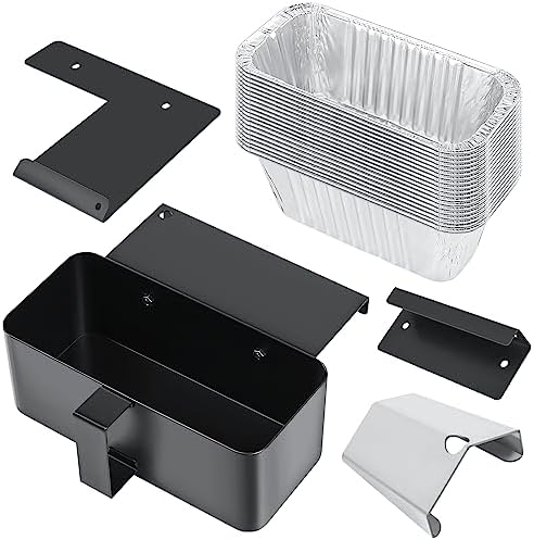 GRISUN Grease Catcher for Blackstone Griddle 17, 22, 28, 30 & 36 inches, 20 Pack Grease Cup Liners, Disposable foil drip Pans for Blackstone Flat Top Grill, Grill Accessories Kit, 3 Different Hooks