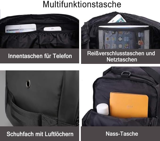 Gym Duffle Bag Backpack Waterproof Sports Duffel Bags Travel Weekender Bag for Men Women Overnight Bag with Shoes Compartment Green