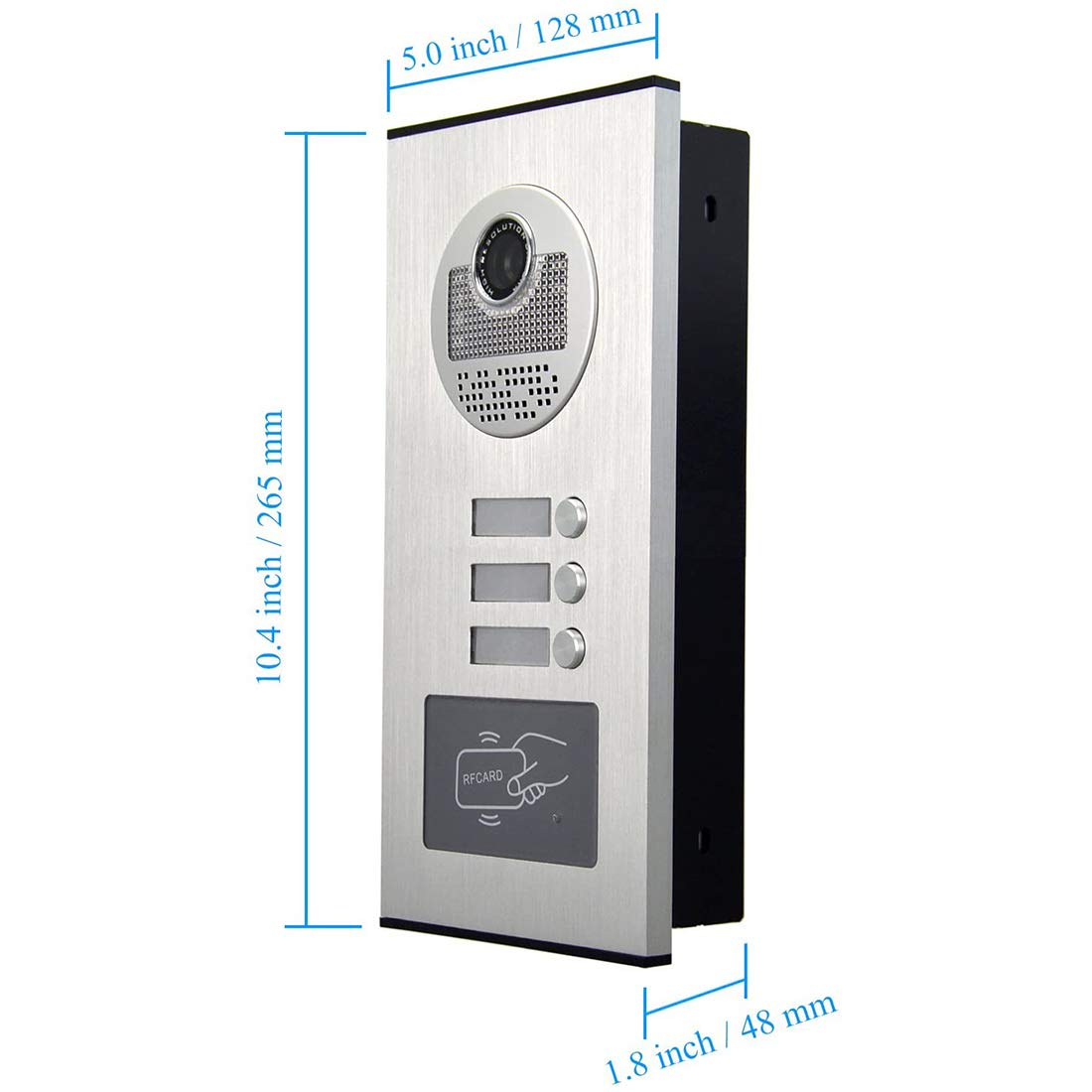 AMOCAM 3 Units Apartment Video Intercom System, 7 Inch Monitor Wired Video Doorbell Door Phone Kits, Indoor Outdoor IR Camera, ID Keyfob Unlock, Monitoring, 3-Monitors for Home Apartment