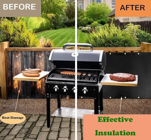 48x30'' Grill Mats for Outdoor Grill, Fireproof Heat Shield for Grill, Protecting Deck Railing Wall from Grill Heat and Oil Stain,Prevent Fence and Wall from Being Blackened by BBQ Smoke.